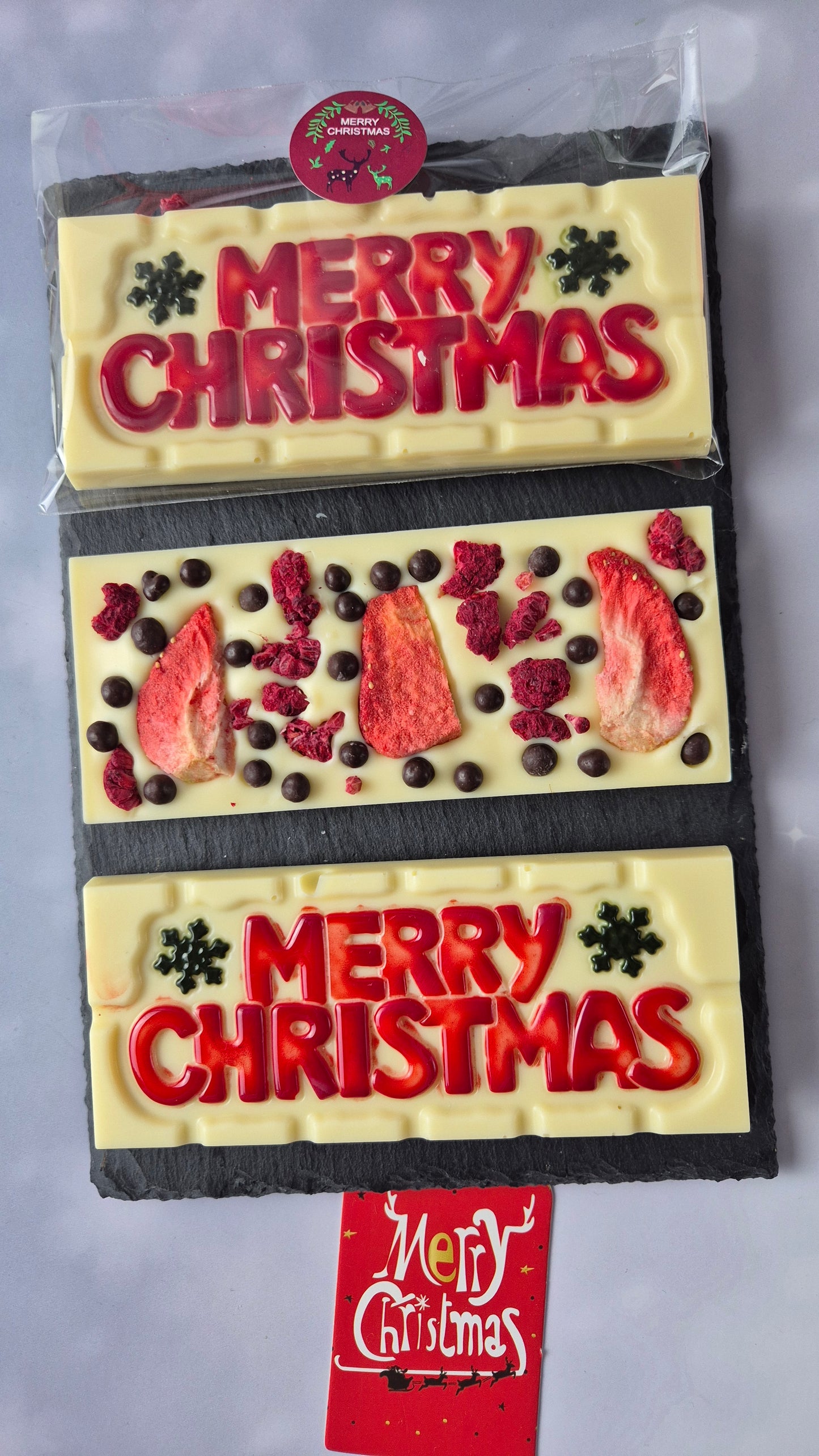 Tablete pequena Merry Christmas Branco Berries