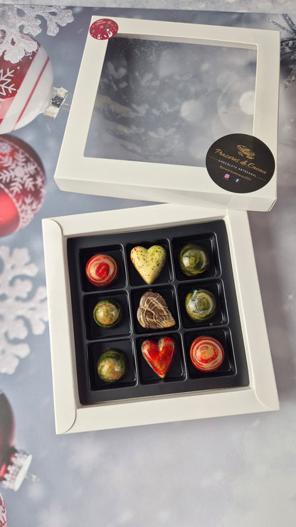 Caixa 9 bombons recheados pintados à mão